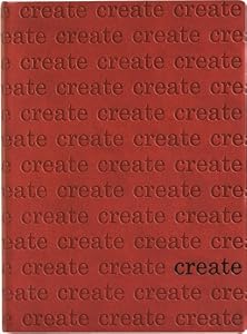 Red Embossed "Create" Writing Journal / Diary, Bonded leather, Lined pages, 5x7"
