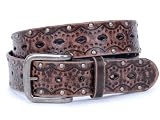 Snap on Studded Vintage Embossed Leather Jean belt