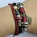 November's Chopin (TM) Unique Metal Leaf Pendant Colorful Beads Multistrand Leather Adjustable Wrap Bracelet