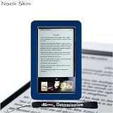 Premium Grade Barnes & Noble Nook Silicone Skin Cover Case (Navy, Blue, Dark Blue) + 4-inch eBigvalue(TM) Determination Hand Strap