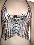 Gasoline Glamour White/Black Striped Perv Custom Leather Vest
