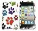 White with Colorful Rainbow Dog Paw Rubber Texture Apple Ipod Touch 4 / 4th Gen Generation itouch Snap on Case