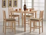 5pc Counter Height Dining Table & Stools Set Natural Finish