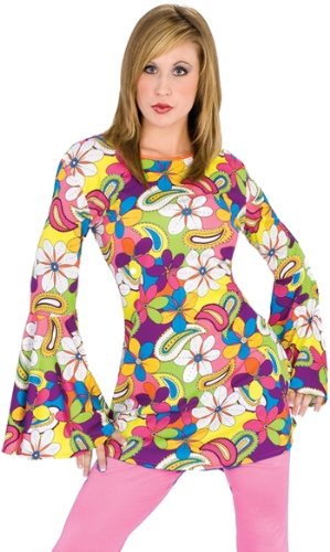 New Retro Hippie Disco Flower Halloween Costume Shirt L Womens US Large (14-16)