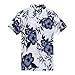 Palm Wave Men's Hawaiian Shirt Aloha Shirt M White with Navy Floral