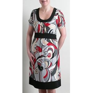 Baranda Women's Print Short Sleeve Dress Framed in Black with Back Tie