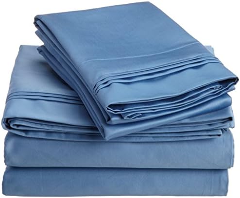 Mahaveer Cotton Solid 600TC 100% EgyptionCotton TwinXXl Sheet Set 4PCS 12 Inch drop PKT Blue