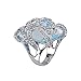 VictoriasJewelry Large White Gold Opaque Blue Square Cocktail Ring