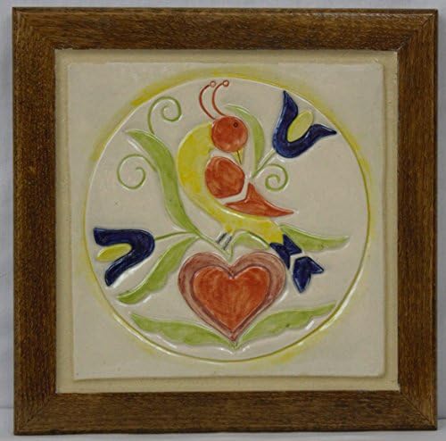 Handmade Pennsylvania Dutch Ceramic Framed Gift Tile