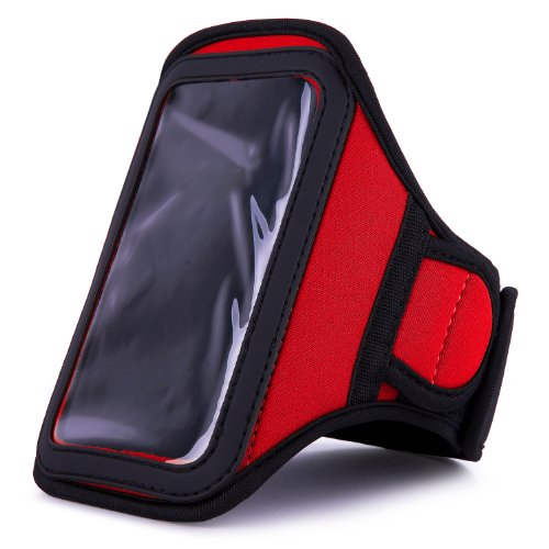 VanGoddy Active Armband - Neoprene Sweat-proof Pouch w/ Key & ID Card Holder fits Motorola Moto X Android Cell Phone // FIRE RED