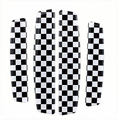 4pcs New Universal Checkerboard Racing Flag Silicone Anti-Rub Exterior Car Side Door Edge Protection Trim Sticker for Mini Cooper