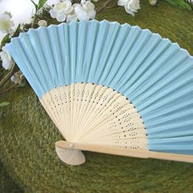  Silk Fan - Blue - Baby Shower Gifts & Wedding Favors