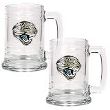 Jacksonville Jaguars 2pc 15oz Glass Tankard Set- Primary Logo NFL Football