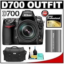 Nikon D700 Digital SLR Camera Body + Nikon 24-120mm f/3.5-5.6G ED-IF AF-S VR Zoom Lens + Nikon EN-EL3e Rechargeable Li-ion Battery + Nikon SLR System Case + Lexar Pro 4GB CF Card + Cleaning Kit