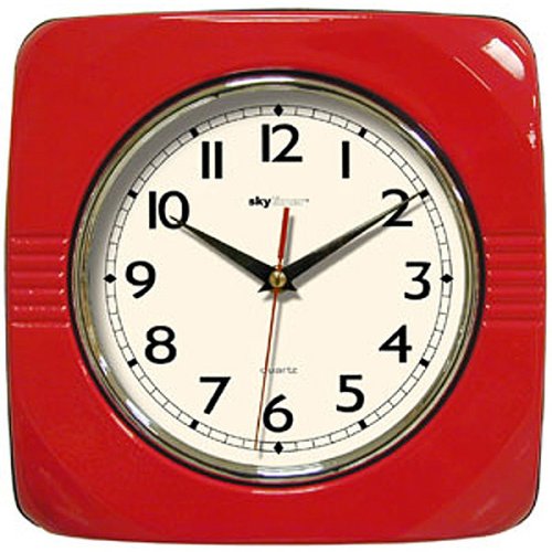 Retro Square Clock – Red