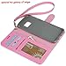 Galaxy s7 edge Case, Arae [Wrist Strap] Flip Folio [Kickstand Feature] PU leather wallet case with ID&Credit Card Pockets For Samsung Galaxy S7 edge (babypink)