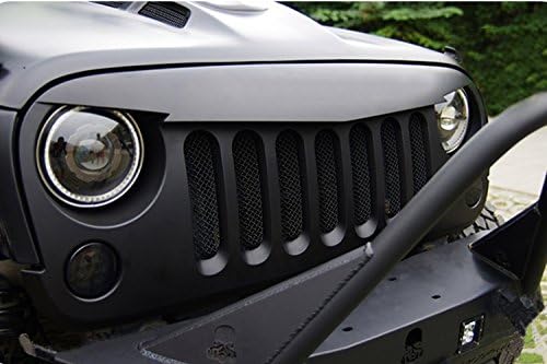 Front Matt Black Angry Birds Grille Grid Grill with Mesh inserts Fit 07-15 Jeep Wrangler 2/4 Door