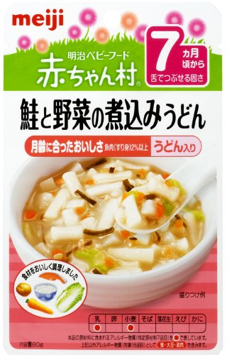 明治ベビーフード 赤ちゃん村 レトルトパウチシリーズ AP07 鮭と野菜の煮込みうどん 1パック80g入り×12個