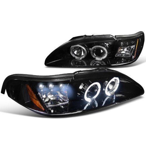 Ford Mustang Dual Halo Led Glossy Black Projector Headlights On Sale
