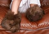 Alpaca Fur Slippers - Dark Brown - XLarge (Dark Brown) (4H x 5W x 11.5D)