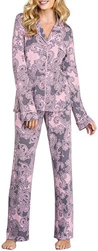 PJ LUXE Women's Soft Lace Pajamas, Blush, Medium