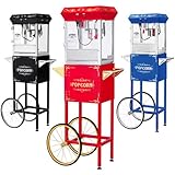 Great Northern Popcorn Red 6 oz. Ounce Foundation Vintage Style Popcorn Machine and Cart