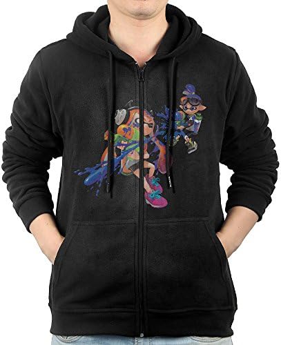 Celets Splatoon Game Men's Custom Long Sleeve Zipper Hoodies XL Black