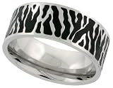 Surgical Steel 3/8' (9 mm ) Zebra Stripe Band