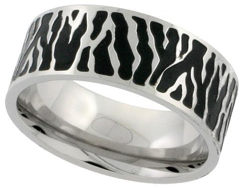 Surgical Steel 3 8 Zebra Stripe Band