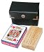 TRAVEL SET item 30-0102 board, with cards in black leatherette case