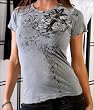 Sinful Clothing - Women's Pointed Cross Baby Tee in Silver S962