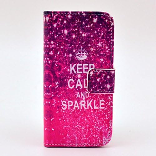 PIZU Retro Colorful Printed Hasp Magnet Button Buckle Wallet Flip Cover Case Stand Credit Card ID Holders PU Leather Case For Apple iPhone 4G 4S Keep Calm and Sparkle