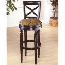 Hillsdale Normandy 26-Inch Swivel Counter Stool, Rubbed Black-Honey Finish with Gold and Black Floral Fabric