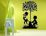 IMAGE OF Best Quality Vinyl Wall Sticker Decals - Playing Kids ( Size: 47in x 73in - Color: sage ) - No: 2169