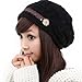 LOCOMO Women Cabled Checker Pattern Knit Beanie Hat Cap Button Strap FFH080BLK Black