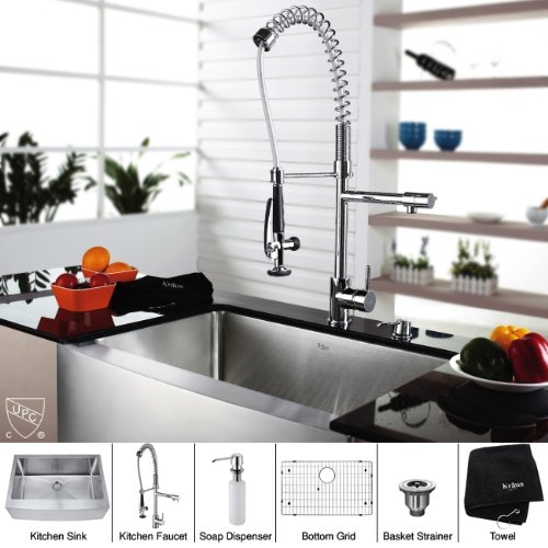 Farmhouse 30 Kitchen Sink with Faucet and Soap Dispenser