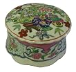 Hand painted round chinese porcelain trinket box with lid - ming vase design