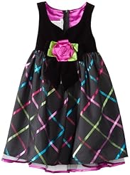 Girls  Sweetheart Plaid Print Nylon/Polyester/Taffeta  Dress With a Bow(s) and a Sash 