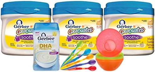 Gerber Graduates Soothe Infant & Toddler Formula (3 Pack) with Rice Cereal & Feeding Bowl Set