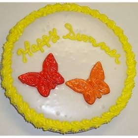 Cookie Cake Pie with Brownie Chunk Cookie and Vanilla Cake 9"-Topped with Grape and Orange Butterfly Lollipop