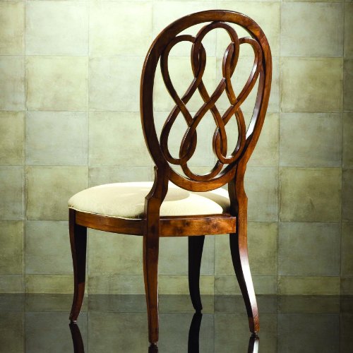 American Drew Bob Mackie Signature Splat Back Fabric Formal Side Chair in Rosewood Finish