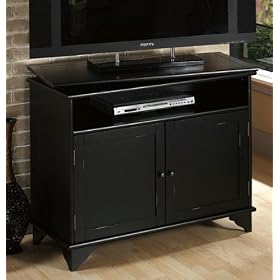 Burnham Swivel - top Tv vcr Stand, 32Hx39.5W, DISTRESSD BLACK