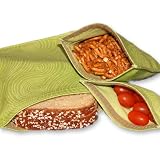 Reusable Sandwich and Snack Bags- Organic Green Swirl (set of 4)