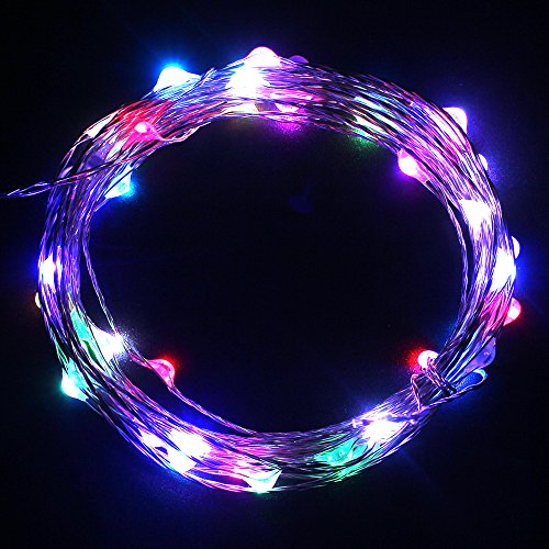 Sanwo 5m/16.5Ft 50 LED Copper Wire LED Strings Waterproof DC12V Starry Lights For Holiday Xmas Party Wedding Decoration with DC12V 2A Adapter(Mix Color)