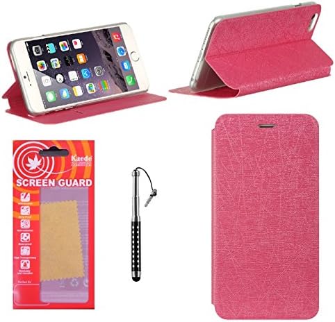 iPhone 6s Plus Case, [Premium] Wallet Stylish Flip Folio Case with Stand for iPhone 6s Plus and Kaede® [Screen Guard] Protector Diamond Stylus Pen iPhone 6, 6s PLUS (Pink)