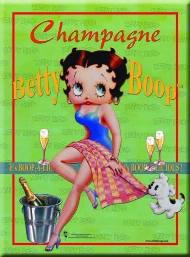 FRENCH VINTAGE MAGNET 6x8cm BETTY BOOP CHAMPAGNE GREEN - M987