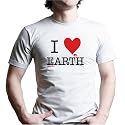 I LOVE (HEART) EARTH T-Shirt - 100% Fine Jersey Combed Cotton MENS/UNISEX T-Shirt - Sweat Shop Free
