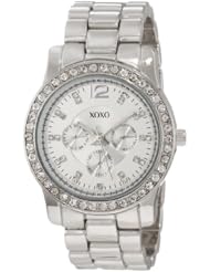 XOXO Womens XO5505 Silver-Tone Rhinestones Bezel Bracelet Watch