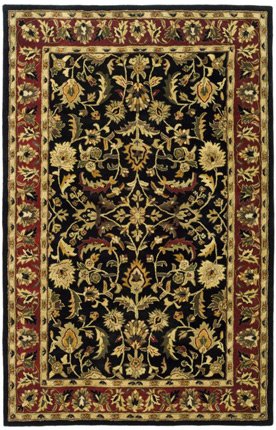 Safavieh HG953A Heritage Collection 2-Feet by 3-Feet Handmade Hand-spun Wool Area Rug, Black and Red