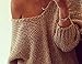 Oyanus Women's Casual Off Shoulder Long Sleeve Loose Cable Knit Pullover Sweater M